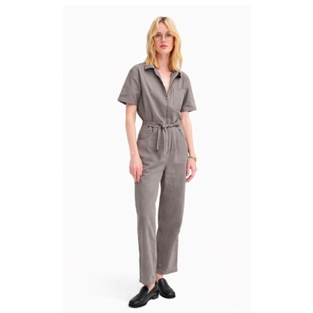 MATE The Label Organic Cotton Canvas Boiler Suit Jumpsuit Pebble XS NWT